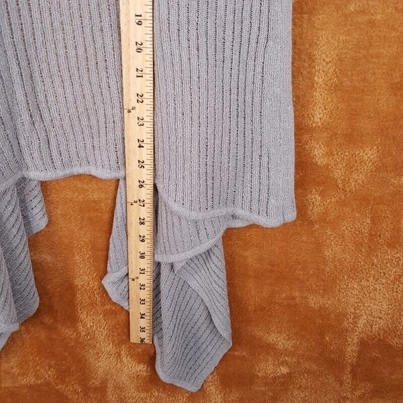 CABLE & GAUGE Womens Sweater Large Gray Vest Ribbed Open Sheer Knit Asymmetrical - Picture 5 of 6